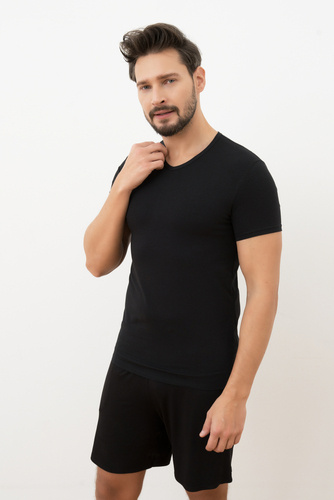 Koszulka męska, serek Ikar Italian Fashion - czarny 