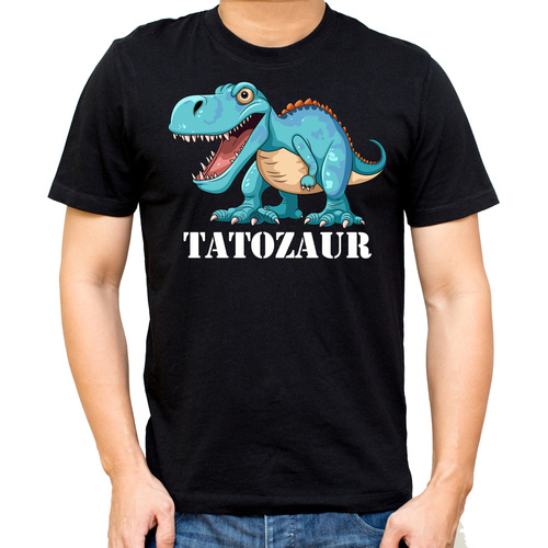 Koszulka męska z dinozaurem "Tatozaur" Moocha czarny 