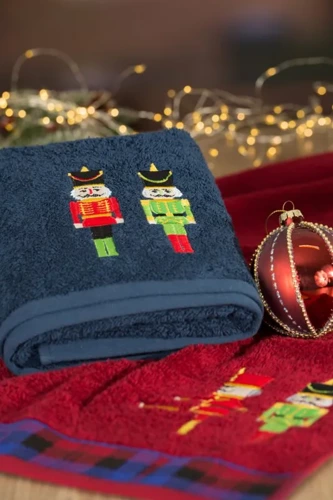 Ręcznik świąteczny dziadek do orzechów Peter Eurofirany granatowy 