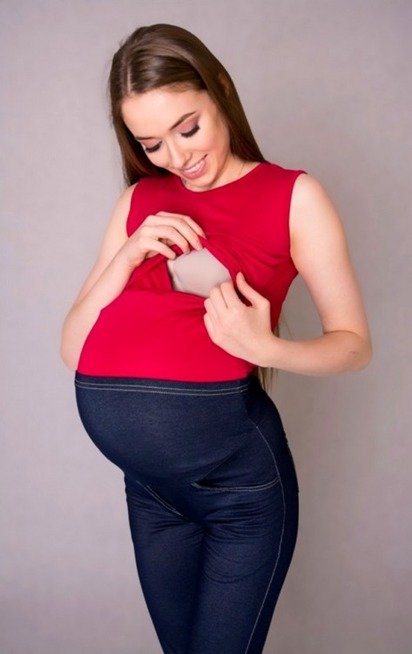 008 Bluzka ciążowa i do karmienia bez rękawków MIRACLE- amarantowa