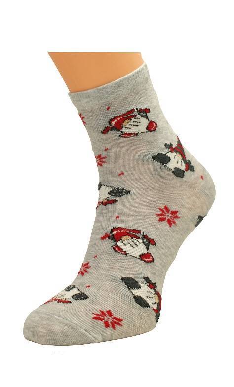 2988  X-Mass Socks Skarpety damskie Bratex  D-984 szary