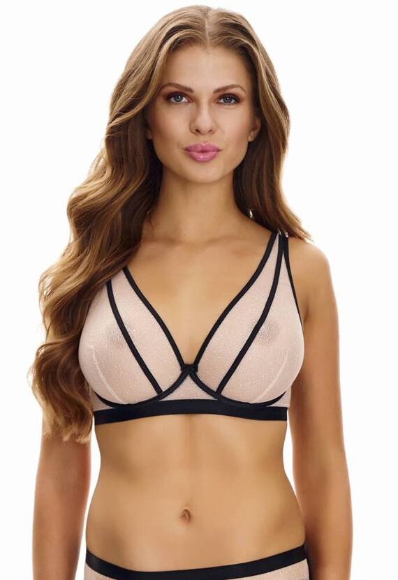 Biustonosz miękki bralette 2470 Lupoline-beżowy czarny