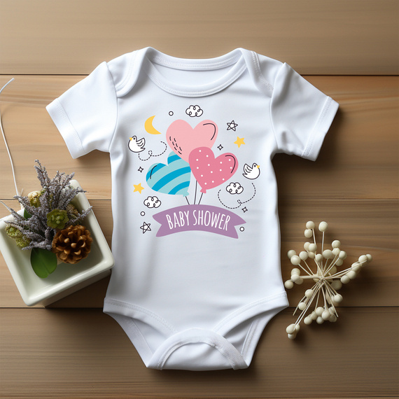 Body krótki rękaw "BABY SHOWER – prezent z okazji narodzin dziecka" Moocha biały 