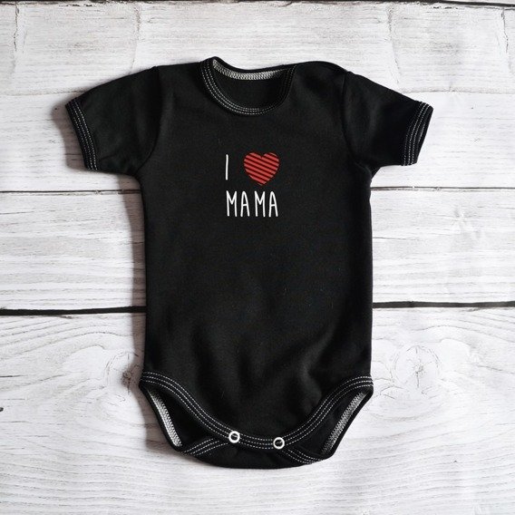 Body krótki rękaw "I <3 mama" Moocha czarne