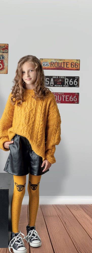 DR 2423 Felinka Rajstopy dziewczęce Knittex curry