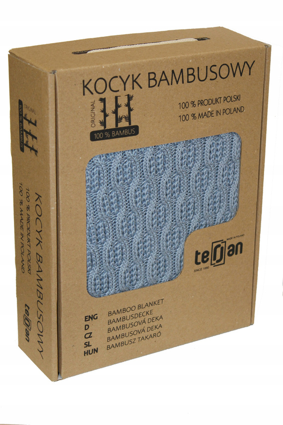 Kocyk bambusowy Squares Terjan - Denim Blue