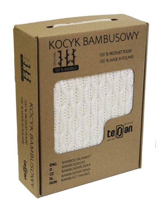 Kocyk bambusowy Squares Terjan - vanilla