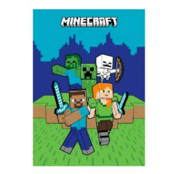 Kocyk polarowy pled dziecięcy Minecraft Setino niebieski 