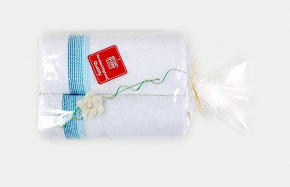 Komplet ręczników Ombre "Upominek" Greno - biały-aqua