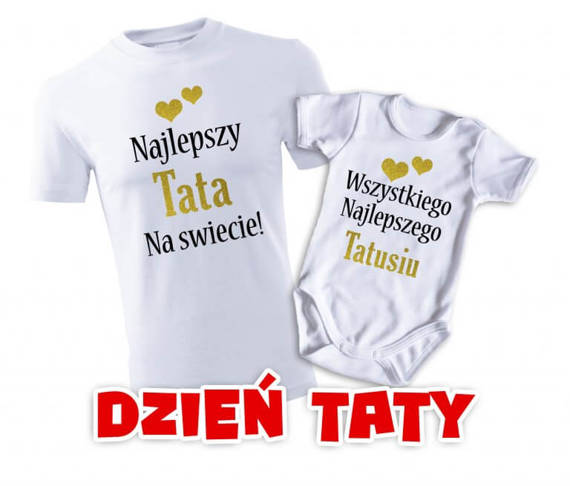 Koszulka + body "Komplet dla taty i dziecka na DZIEŃ OJCA" Moocha biały
