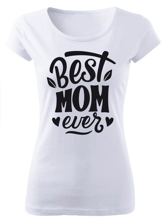 Koszulka damska "Best mom ever" Moocha biały 