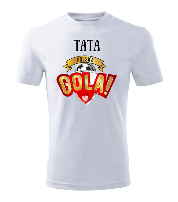 Koszulka męska "Tata Polska gola"  Moocha biały  