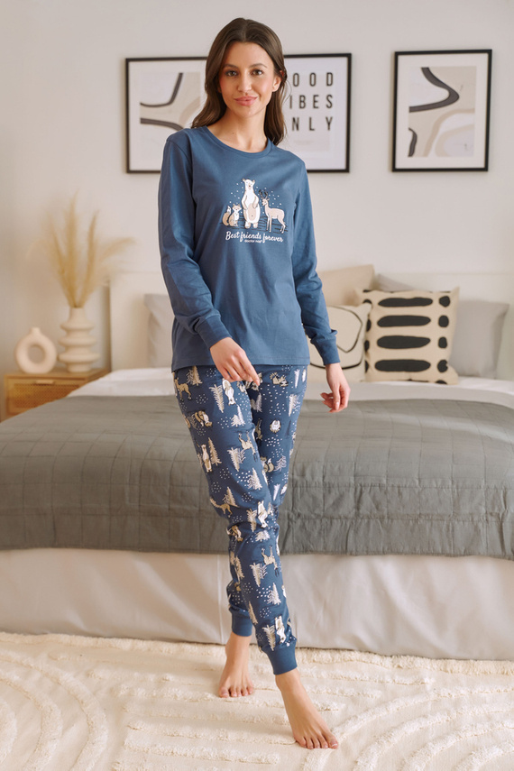 PM.4340 "Animals" Piżama Damska Doctor Nap - deep blue