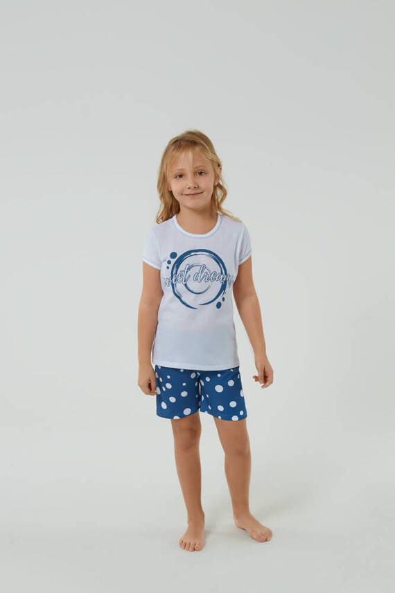 Piżama dla dziewczynki Raba Italian Fashion - biały/druk niebieski 
