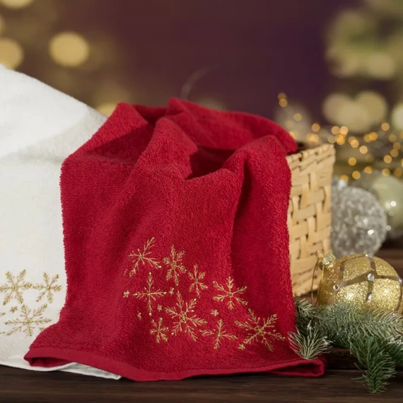 Ręcznik świąteczny gwiazdki Santa 16 Eurofirany czerwony 