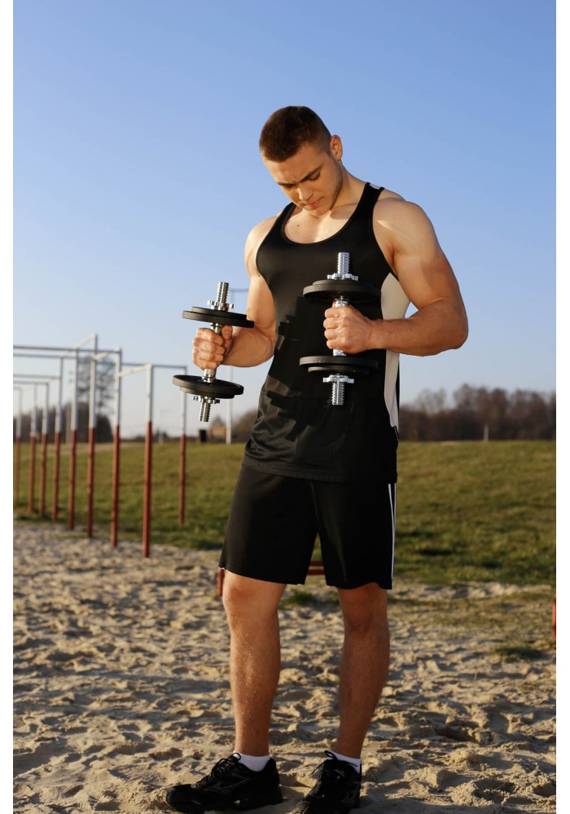 Sportowy bezrękawnik męski 86288 Tanktop Gymboy James Bradley czarny-szary