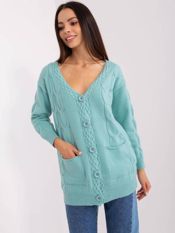 Sweter rozpinany AT-SW-2241.36P Paris -mietowy