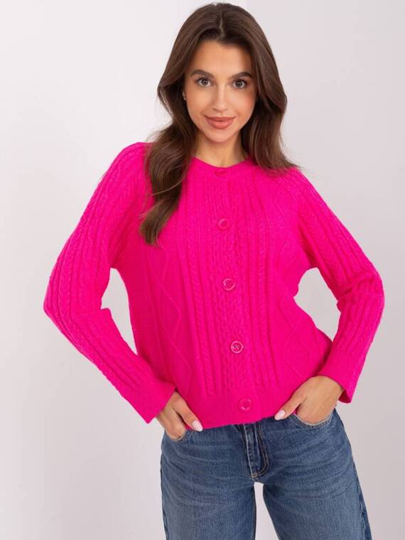 Sweter rozpinany AT-SW-2346-2.99P Paris - fuksjowy