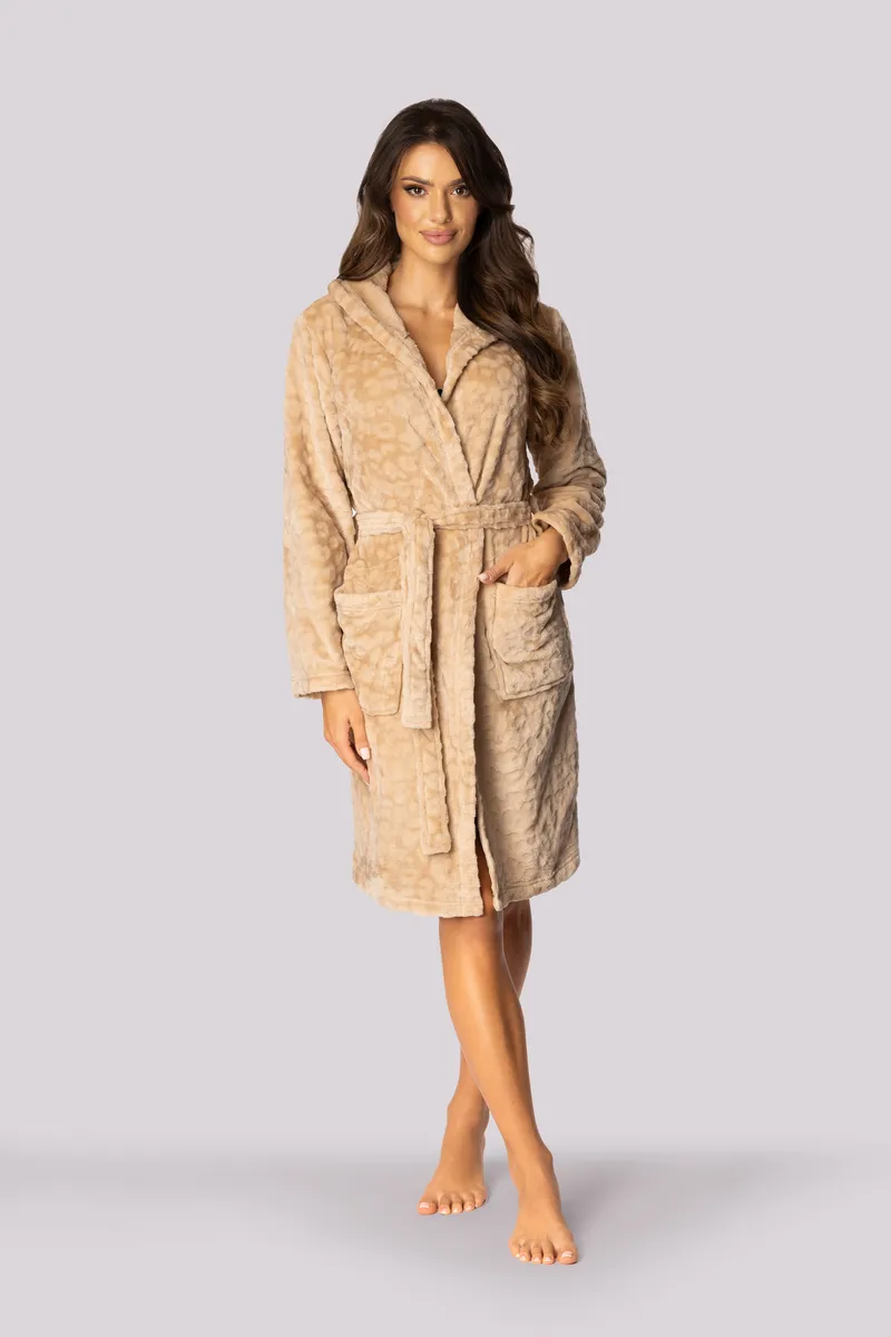 Szlafrok damski Leopard Envie beige 