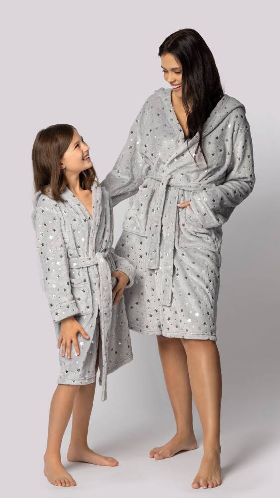 Szlafrok dziecięcy Star Kids Envie light grey 