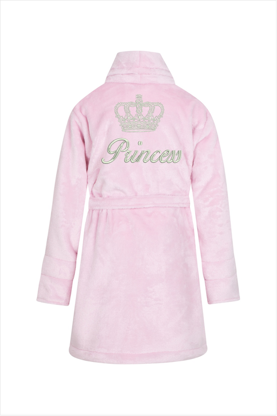 Szlafrok dziecięcy polarowy Princess + korona ByShelly - jasny różowy/srebrny