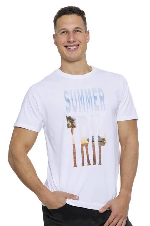 T-shirt męski OTS1200-591 Moraj - biały