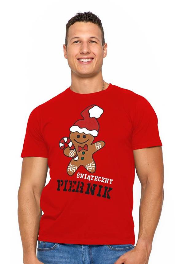T-shirt męski świąteczny OTS1800-600 Moraj - czerwony