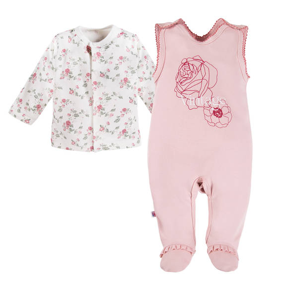 Zestaw Śpioch, Kaftan Roses Eevi- jasny róż 